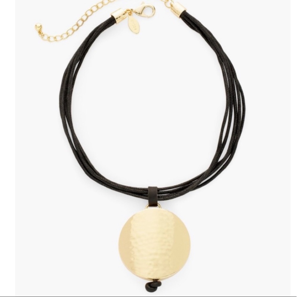 Chicos Hammered Gold Pendant Necklace